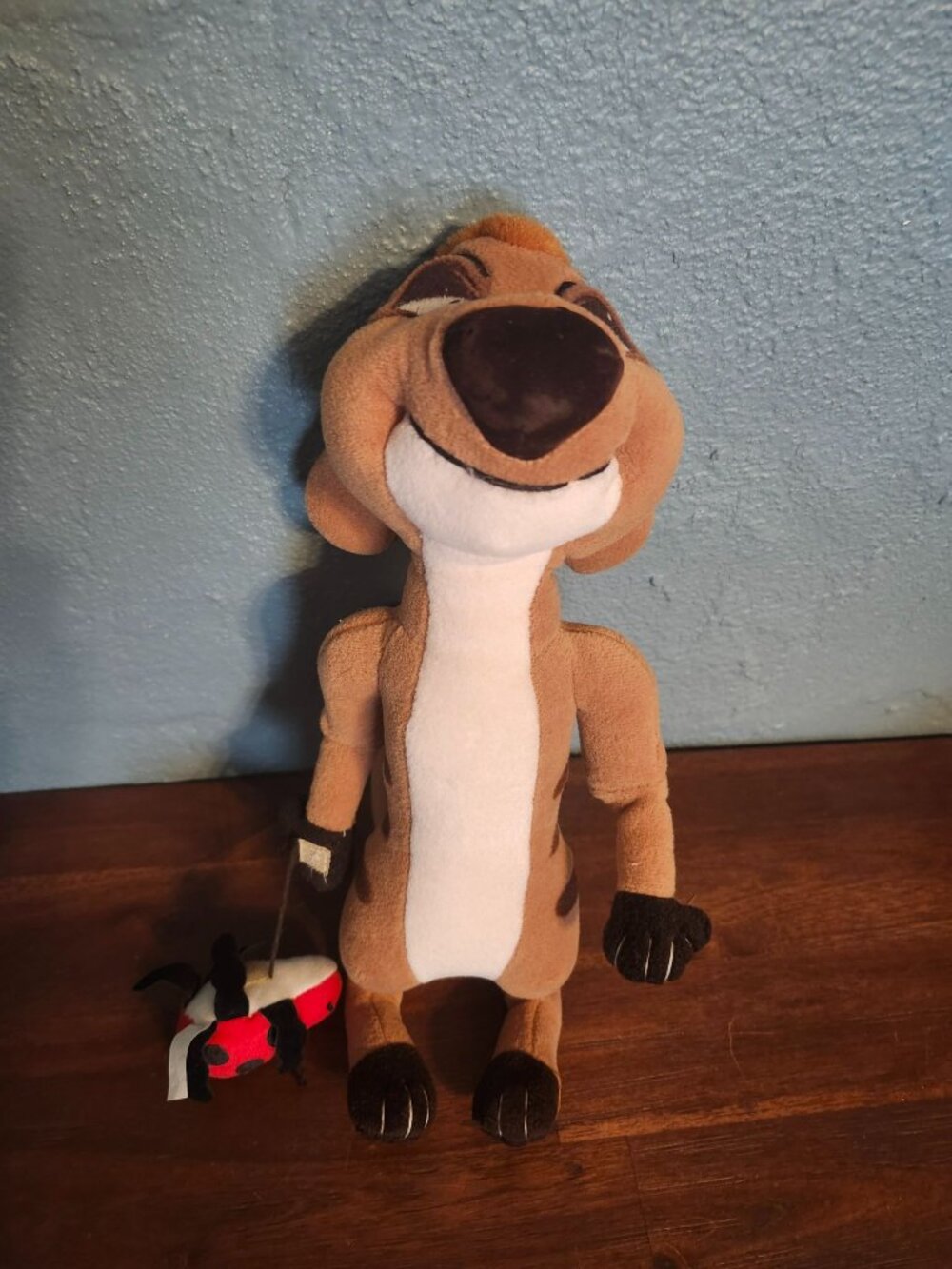 Vintage Disney Lion King Timon Plush w/ Ladybug 11"
